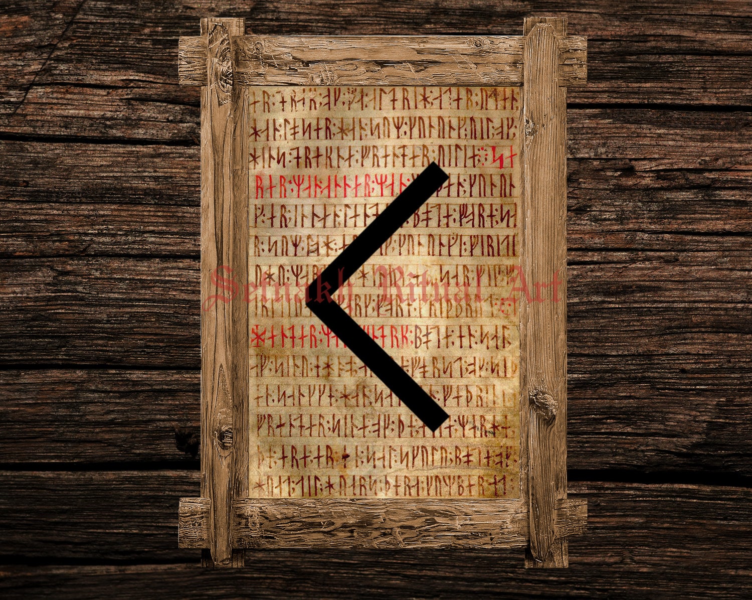 Kenaz Print Rune Illustration Elder Futhark Art Viking Home - Etsy