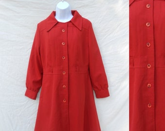 60s Red Swing Coat Fully Lined A Line Flare / Size 11/12 (M) / 1960s Mod Hipster Winter Coat Rain Coat