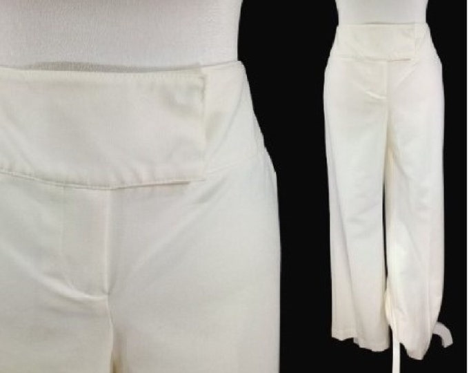 Vintage off White Dress Slacks Low Rise Flat Front Panel Fully Lined