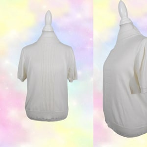 80-tals elfenbensvit pullover i bomullsblandning, mjuk och smaskig / Petite Small / 1980-tals Valley Girl Bombshell Glam