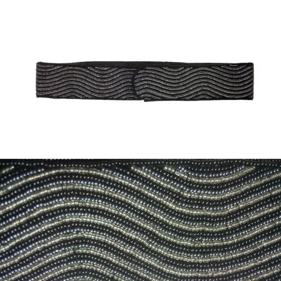 Vintage Black & Silver Beaded La Regale Belt Velc… - image 1