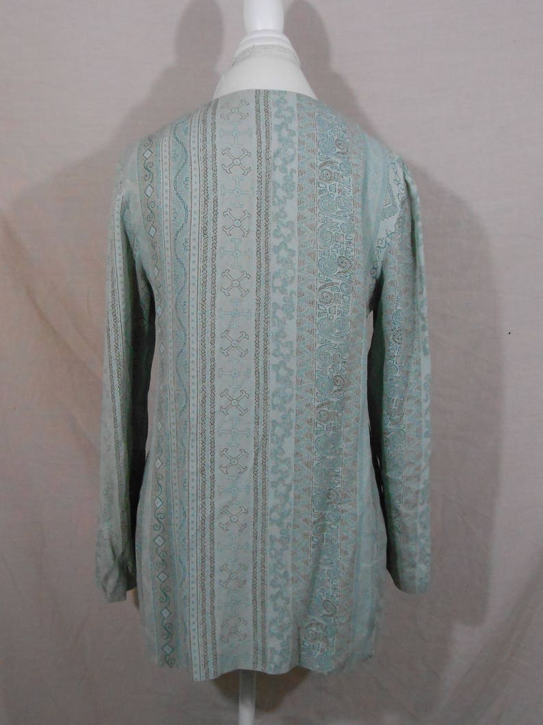 1990s Mint Green Tunic Top 100/% Polyester Karen Wong Medium 90s Retro Hipster Cheongsam Blouse