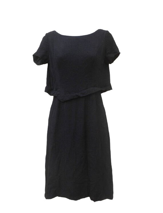 1950s Pierre Cardin Little Black Dress Textured F… - image 2
