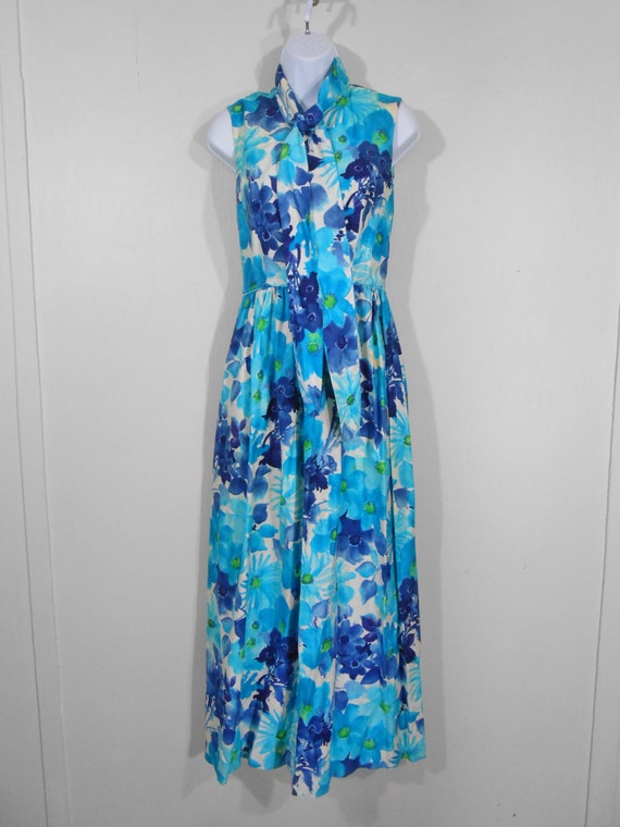 blue and white floral sundress