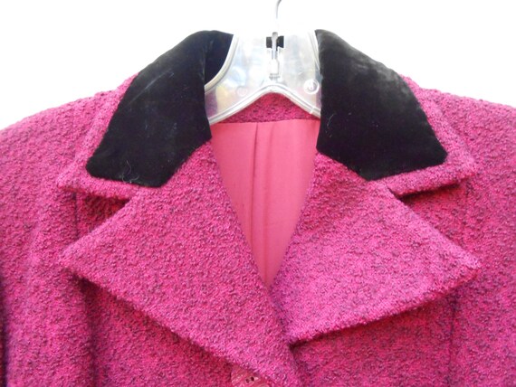 1950s Dressy Pink Coat Fuzzy Winter Jacket Fully … - image 3