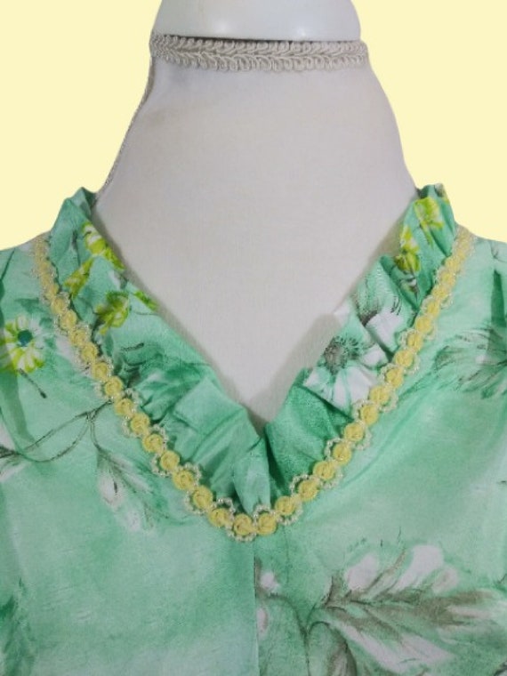 Vintage Fit N Flare Dress Green & Yellow Floral P… - image 4