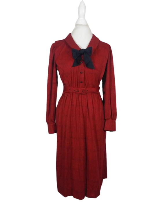 Sears "The Shirtdress" Red & Black Fit N Flare Pu… - image 2