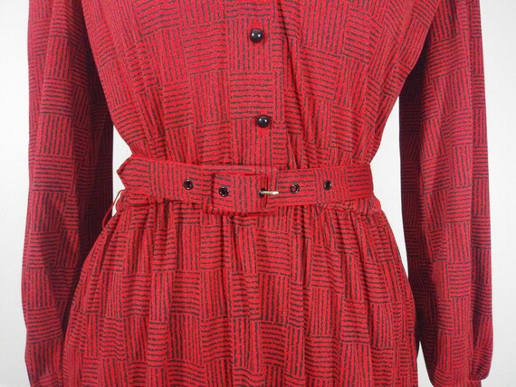 Sears "The Shirtdress" Red & Black Fit N Flare Pu… - image 8