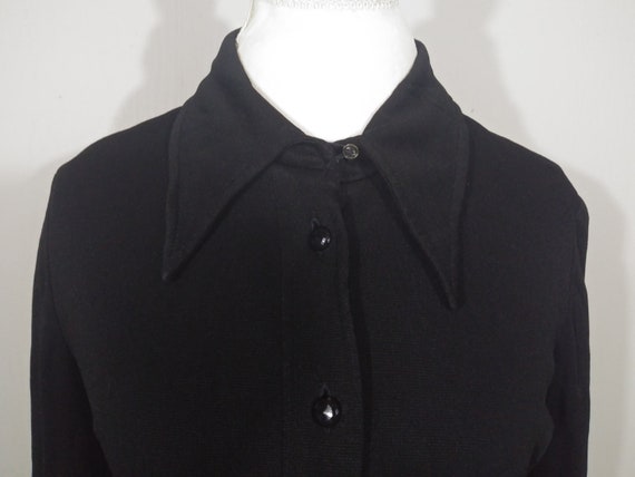 70s Black & White Print Maxi Dress Long Sleeve Bu… - image 6