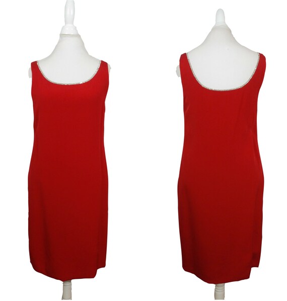 Vintage Christian Dior Red Silk Dress And Jacket … - image 5