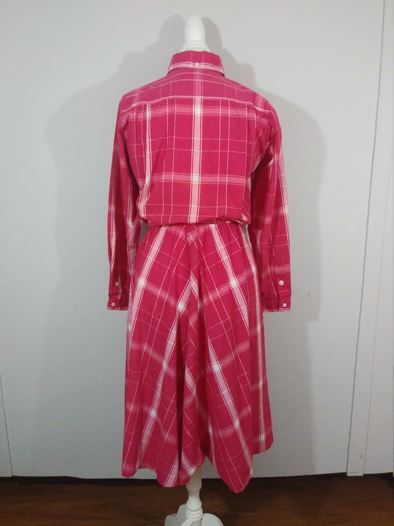 Vintage Pink Striped Dress Fit And Flare 100% Cot… - image 3