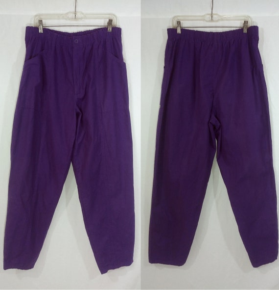 80s 90s Purple Cherokee Pants Zipper Fly Trousers… - image 3