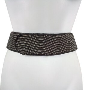 Vintage La Regale Waist Belt Silver Beading Geometric Glam Art Deco 80s Size L Art Deco Women Vintage Belts for sale | eBay main image 4