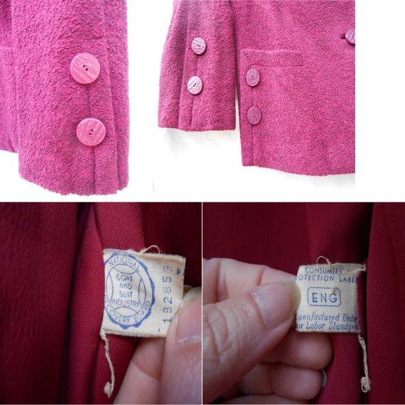 1950s Dressy Pink Coat Fuzzy Winter Jacket Fully … - image 5
