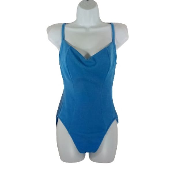 Vintage Sky Blue One Piece Bathing Suit Maillot Swim Suit / Size 0-2 / 90s Vintage Swim Wear Beach Wear