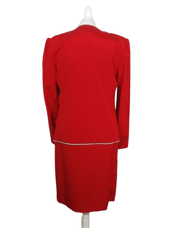 Vintage Christian Dior Red Silk Dress And Jacket … - image 3