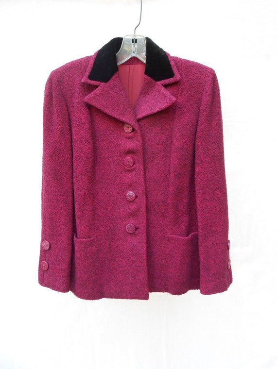1950s Dressy Pink Coat Fuzzy Winter Jacket Fully … - image 1