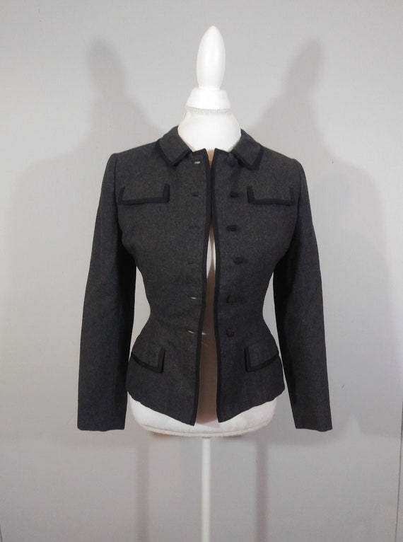 40s Townley Jacket By Berry-Burk Gray Wool Lined /