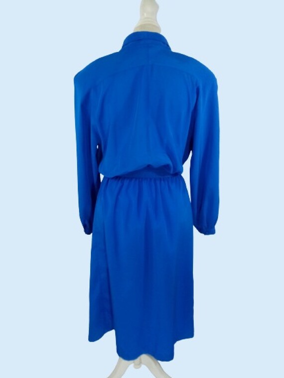 Vintage Blue Belted Blouson Dress Secretary Dress… - image 4