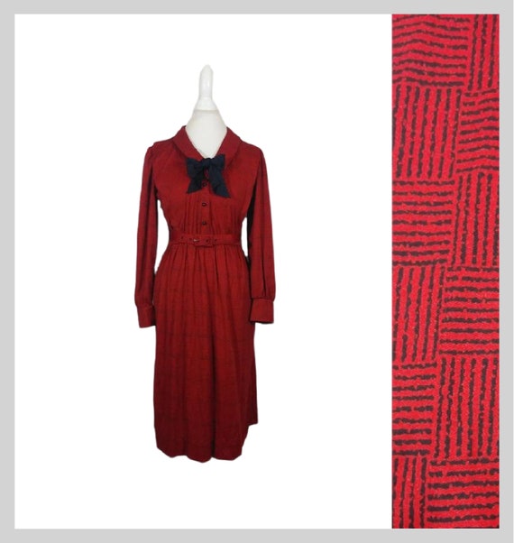 Sears "The Shirtdress" Red & Black Fit N Flare Pu… - image 1