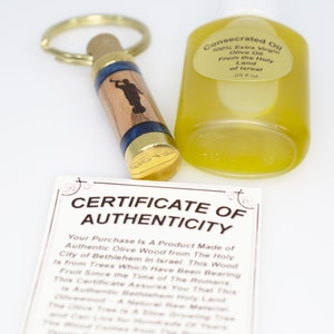Moroni Engraved on Olive Wood From Bethlehem Israel and dyed blue wood LDS Concentrated oil vial
