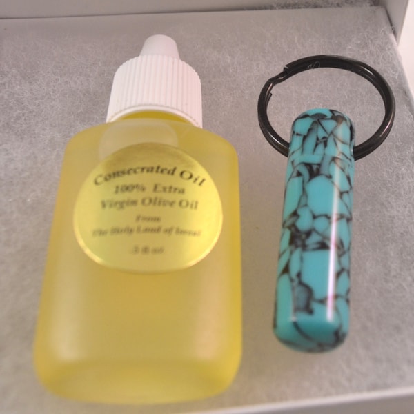 LDS Oil Vial made out of Turquoise and Black Acrylic