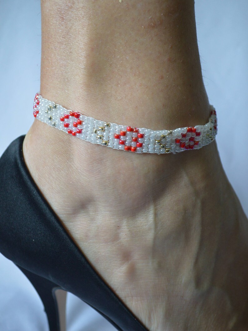 Beaded Anklet Bracelet Valentines Day Gift Idea Beach Anklet Bracelet Seed Beads Jewelry Foot Jewelry