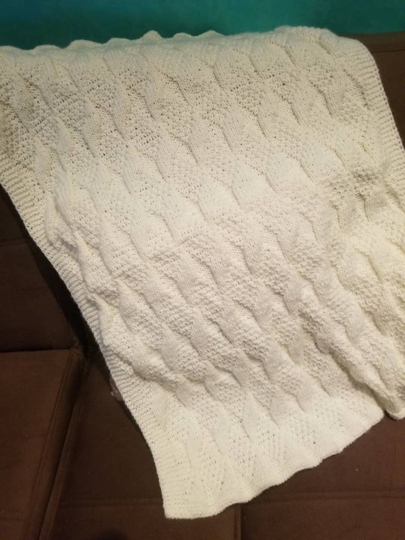 Knitted Baby Blanket, Hand Knit Baby Blanket, Handmade Crib Knit Throw ...