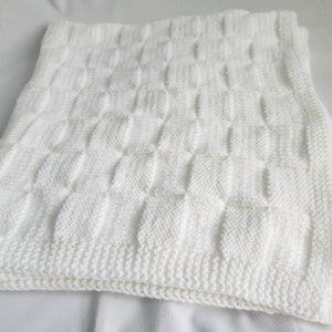 Handmade Knit Baby Blanket,  Nursery Knitted Bedding, Infant Receiving Blanket,  Baby Shower Gift Idea,  Hand Knit Baby Blanket