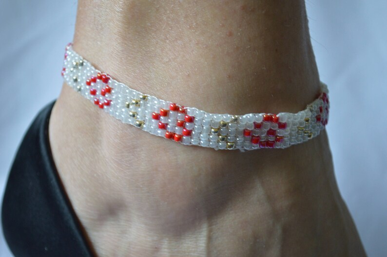 Beaded Anklet Bracelet Valentines Day Gift Idea Beach Anklet Bracelet Seed Beads Jewelry Foot Jewelry