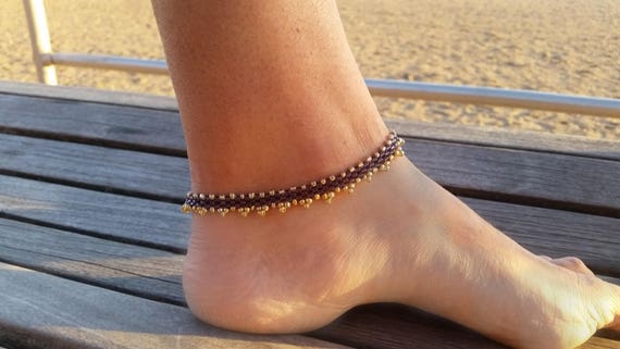 Gold ankle hotsell bracelet etsy