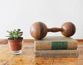 Wood Barbell - Wooden Dumbbell - Vintage Antique exercise