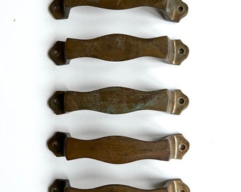 Set of 5 Antique Brass Handles