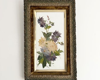 Victorian Painting Of Flowers On Glass