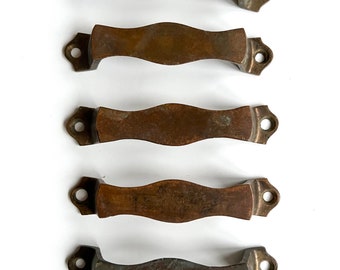 Set of 5 Antique Brass Handles