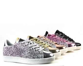 Lucy Glitter Laceup Low Top Casual Fashion Sneakers for Women & Teen Girls Assorted Colors Lucy Glitter Laceup Low Top Casual Fashion Sneakers for Women & Teen Girls Assorted Colors