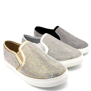 Jeweled slip store on sneakers