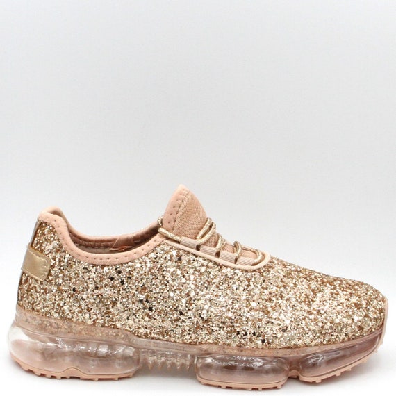 Women Glitter Low Top Sneaker Air Cushion Stylish Bling Bling Shoes -   Israel