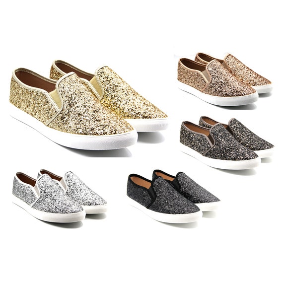 Women Glitter Low Top Sneaker Air Cushion Stylish Bling Bling Shoes -   Israel