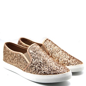 Women Glitter Slip on Sneakers Shiny Blink Blink Walking Shoes - Etsy