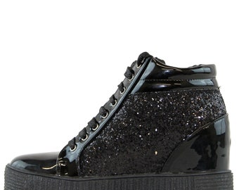 sparkle wedge sneakers