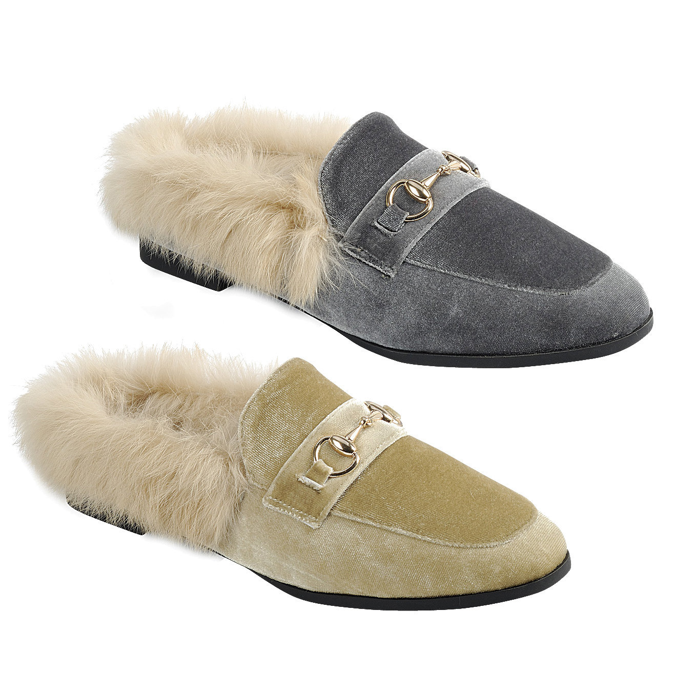 Women Warm and Stylish Open Back Fur Loafers Slides Slip on - Etsy