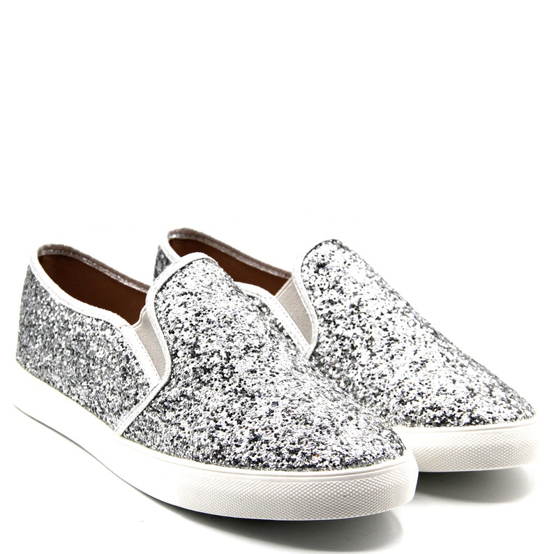 Women Glitter Slip on Sneakers Shiny Blink Blink Walking Shoes Etsy