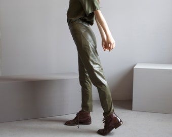 hunter green leather pants