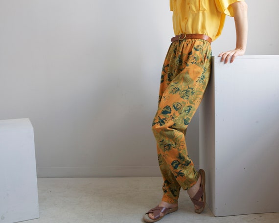 waistline yellow mustard floral camouflage baggy p