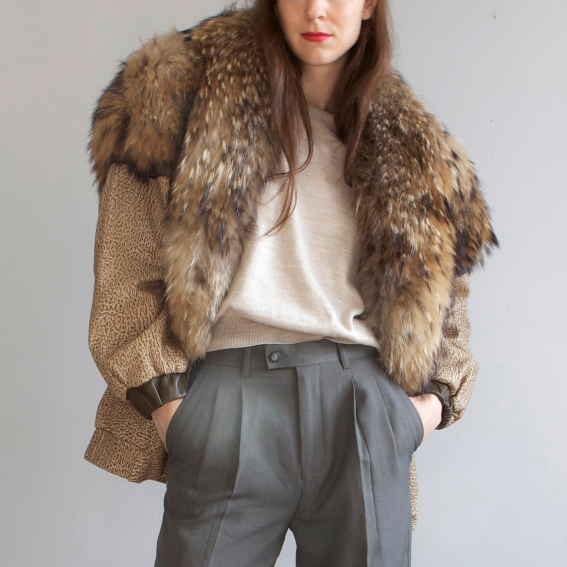 fox fur bomber jacket