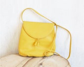 Vintage Yellow bag.Crossbody bag.Yellow small leather bag.80s yellow bag.Embossed leather bag.Summer bag.Hipster bag.Trending item