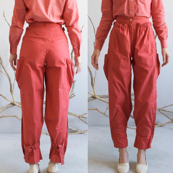 vintage red coral cargo baggy pants / sz S / XS - image 10