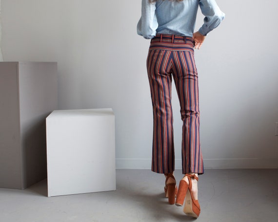 70s fit & flare striped jeans/ XS