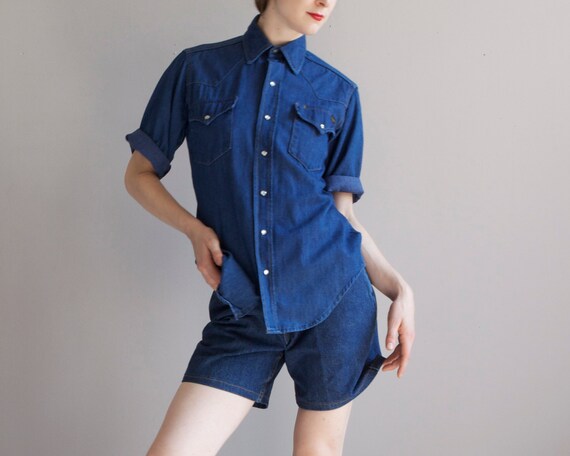 dark wash denim shirt
